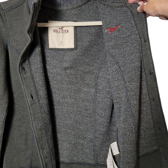 Hollister Womens Gray Y2K 2000s Wool Collar Button Up Sweater Jacket Small - Picture 6 of 14